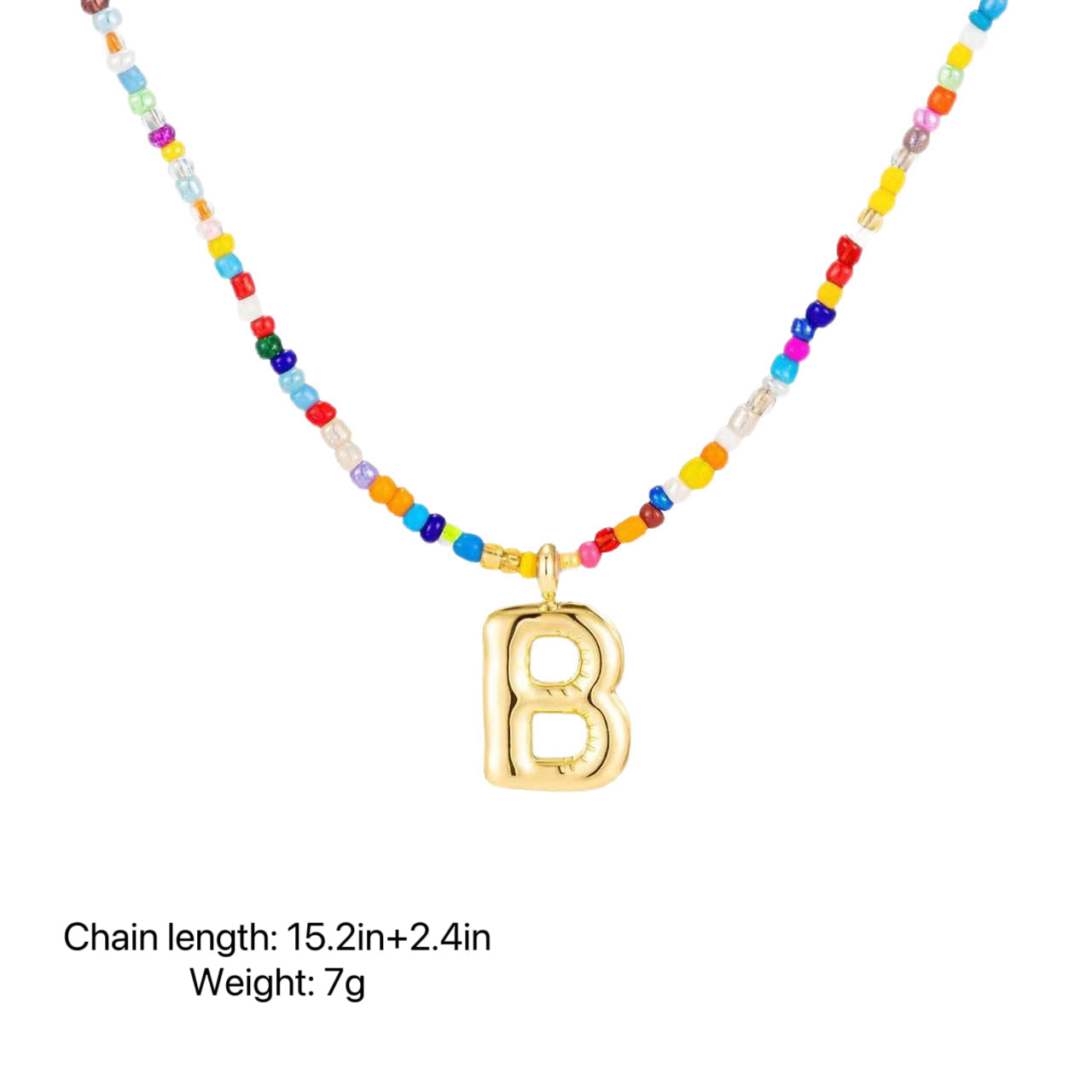 💚💛Buy 1 Get 1 Free-Colorful Bead Initial Necklace🩵❤️（Free shipping）