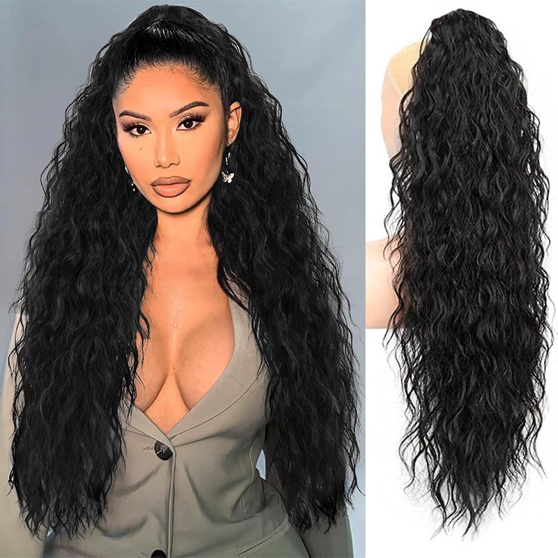 💜 LAST DAY PROMOTION - 50%OFF💜Curly Wavy Frizzy Hair Extension with Ponytail Seamless wig(Free shipping）
