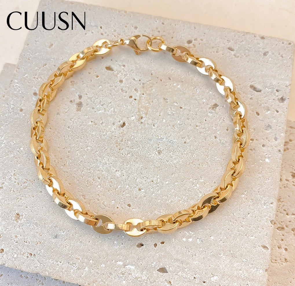 "Fortune Beans" 14K gold-plated couple bracelet for both men and women