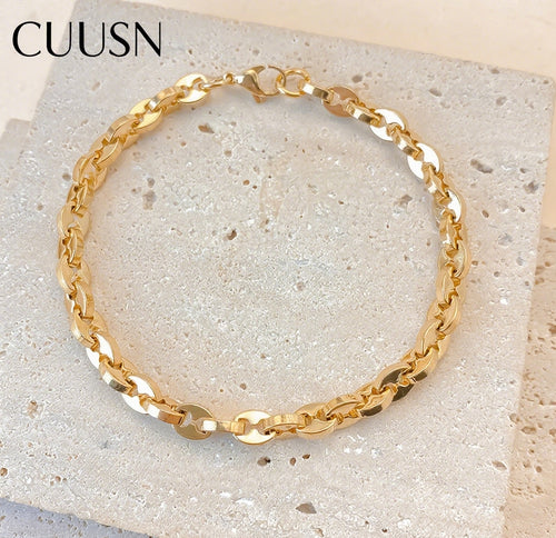 "Fortune Beans" 14K gold-plated couple bracelet for both men and women