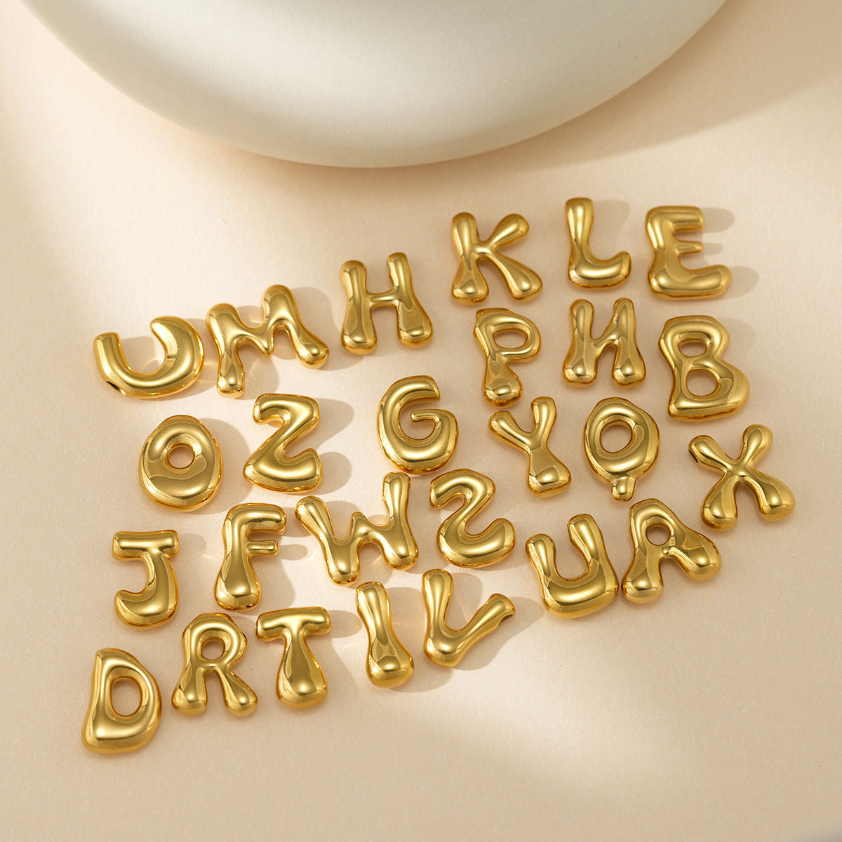 A-Z Bubble Letter Necklace 18K Gold Letter Pendant