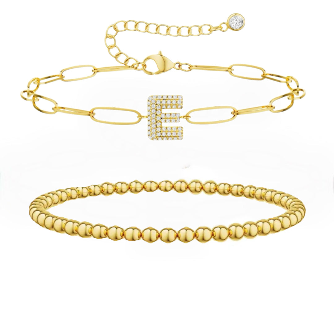 A-Z Adjustable Bubble Letter Bracelet 2-Pack (Free shipping）
