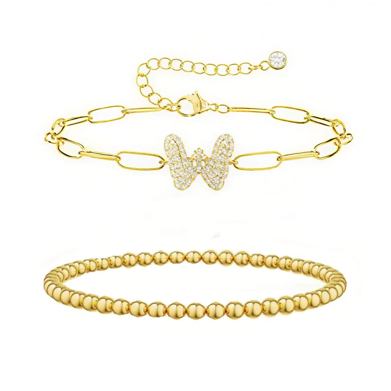 A-Z Adjustable Bubble Letter Bracelet 2-Pack (Free shipping）
