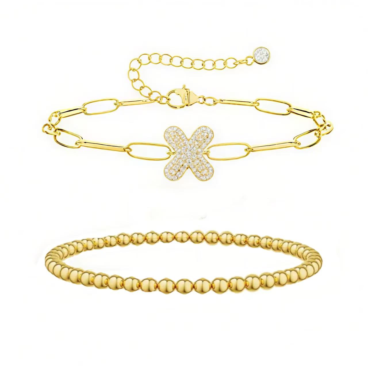 A-Z Adjustable Bubble Letter Bracelet 2-Pack (Free shipping）
