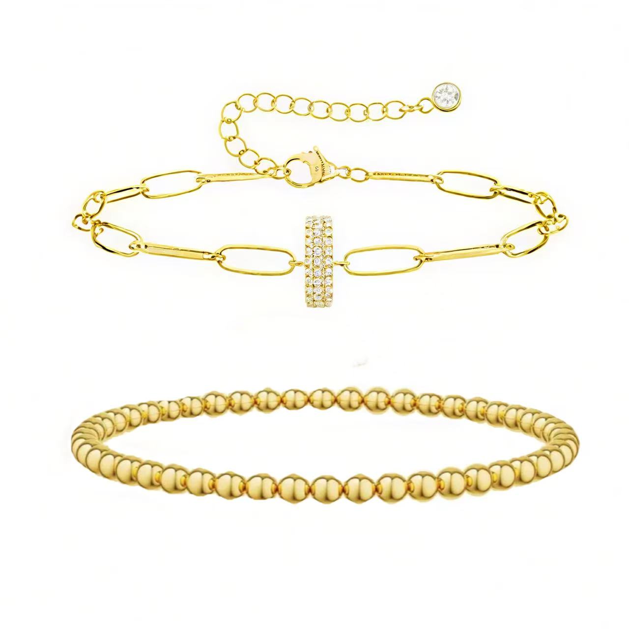 A-Z Adjustable Bubble Letter Bracelet 2-Pack (Free shipping）