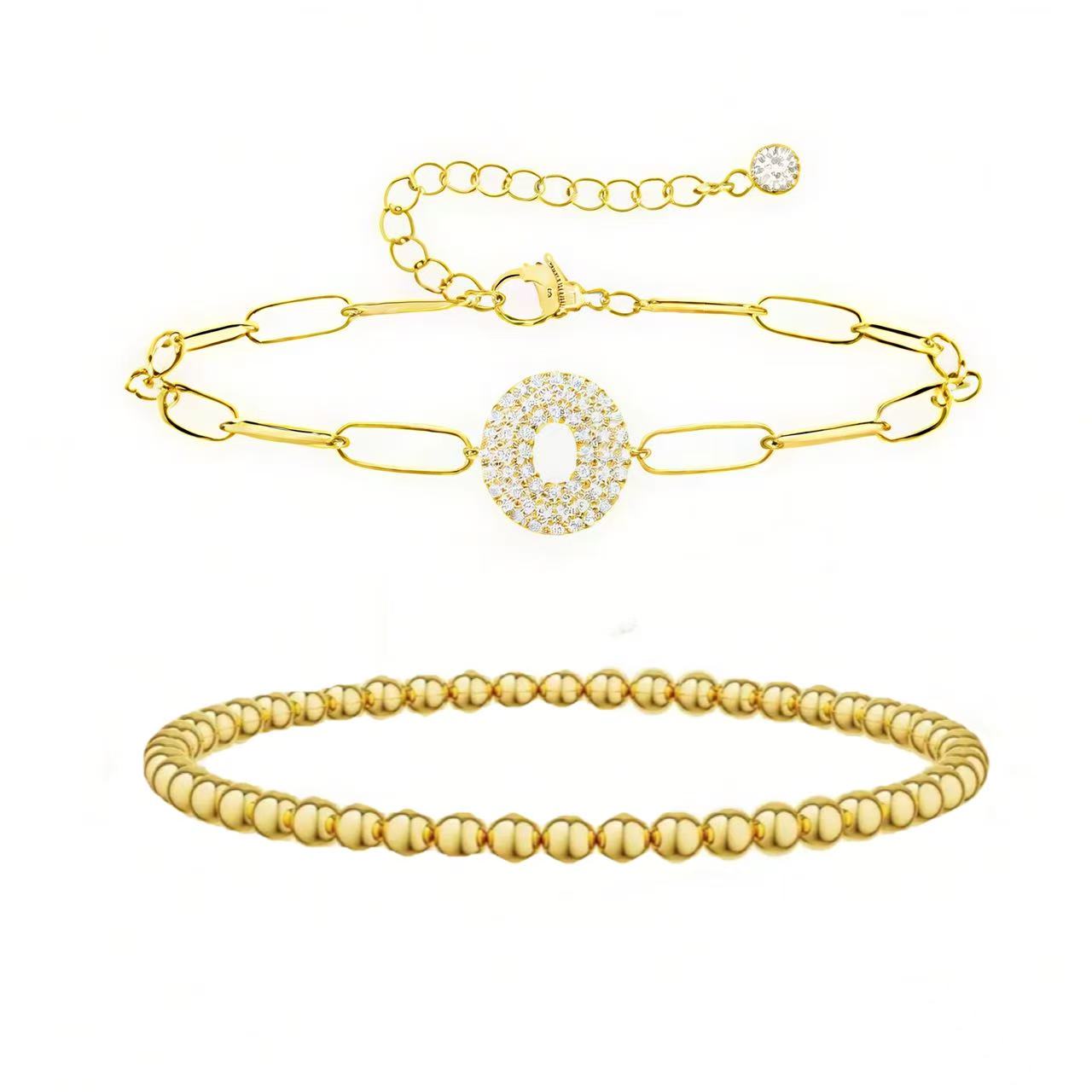 A-Z Adjustable Bubble Letter Bracelet 2-Pack (Free shipping）
