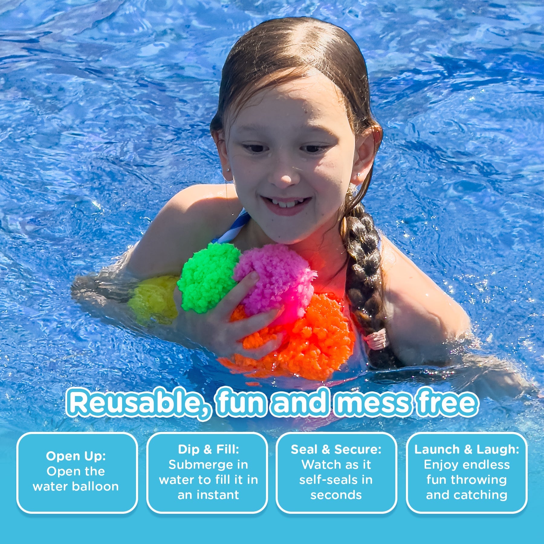 Kids Outdoor Pool Toys Reusable Sponge Water Ball (Buy 10 Get 30 Free)