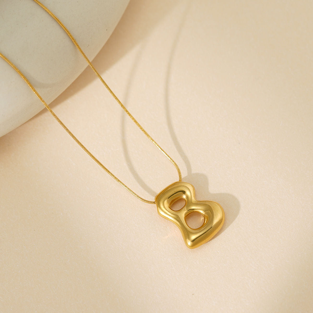 A-Z Bubble Letter Necklace 18K Gold Letter Pendant