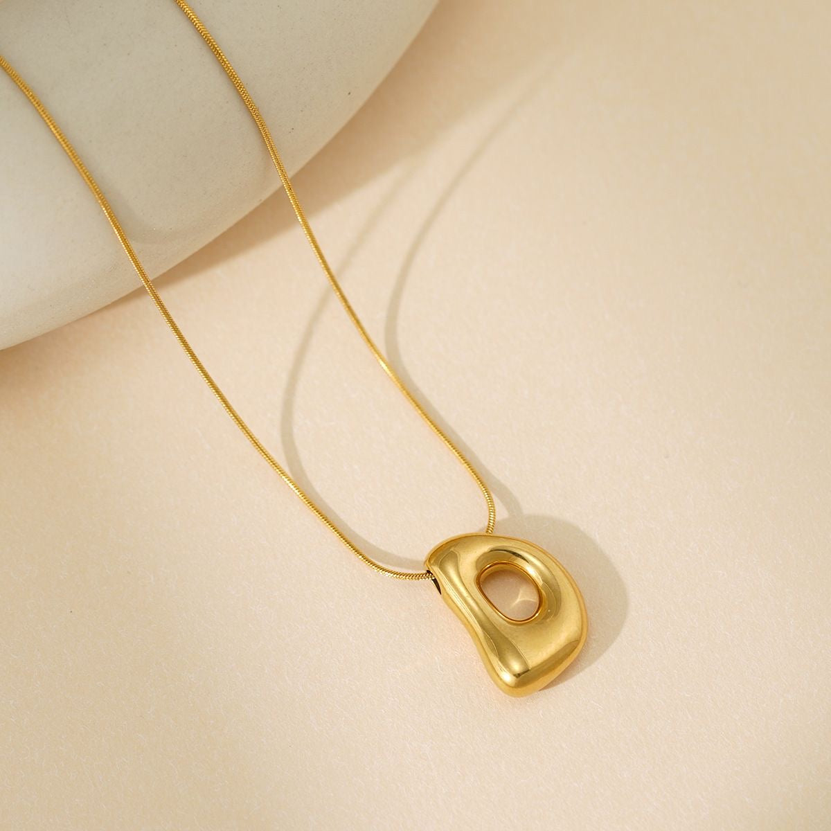 A-Z Bubble Letter Necklace 18K Gold Letter Pendant