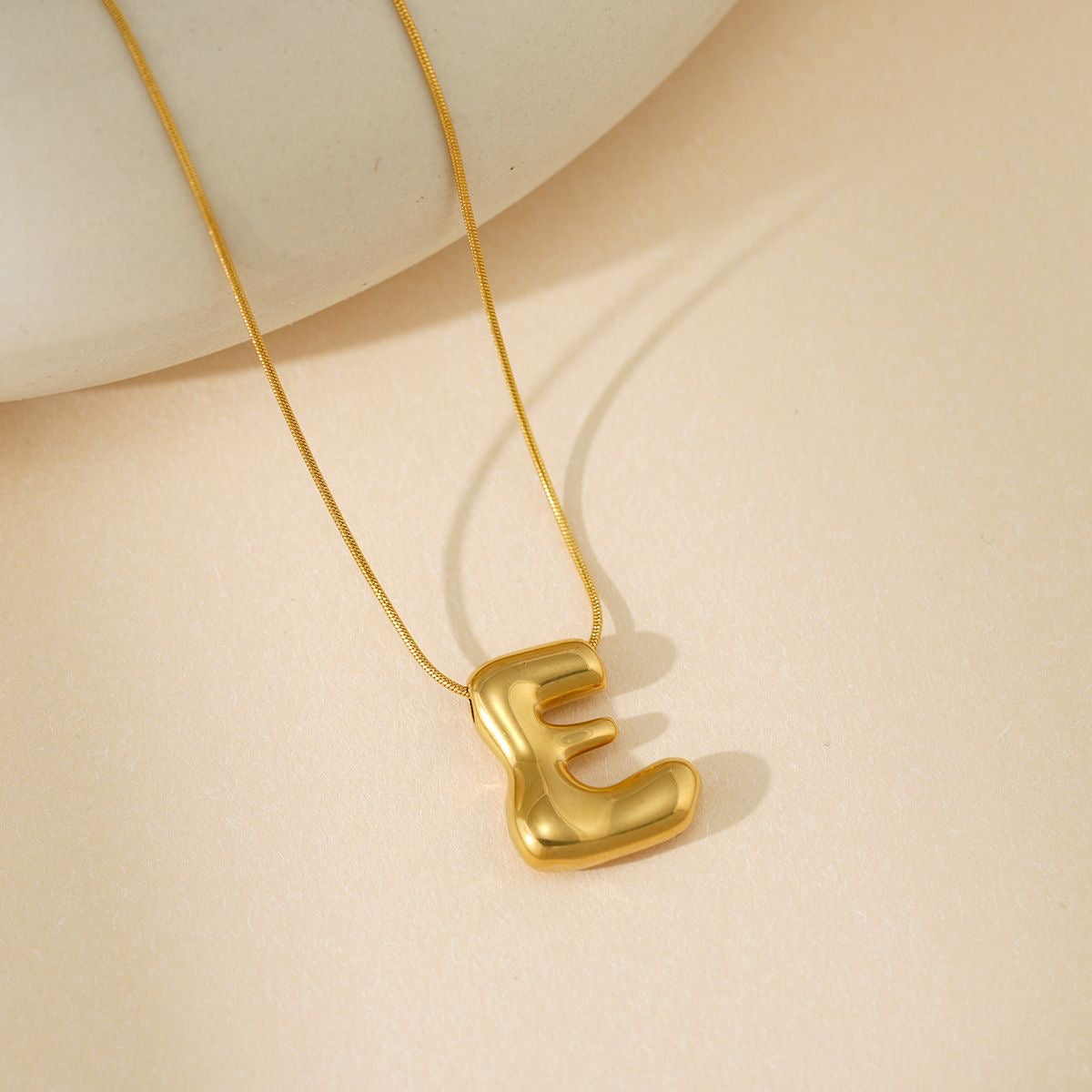 A-Z Bubble Letter Necklace 18K Gold Letter Pendant