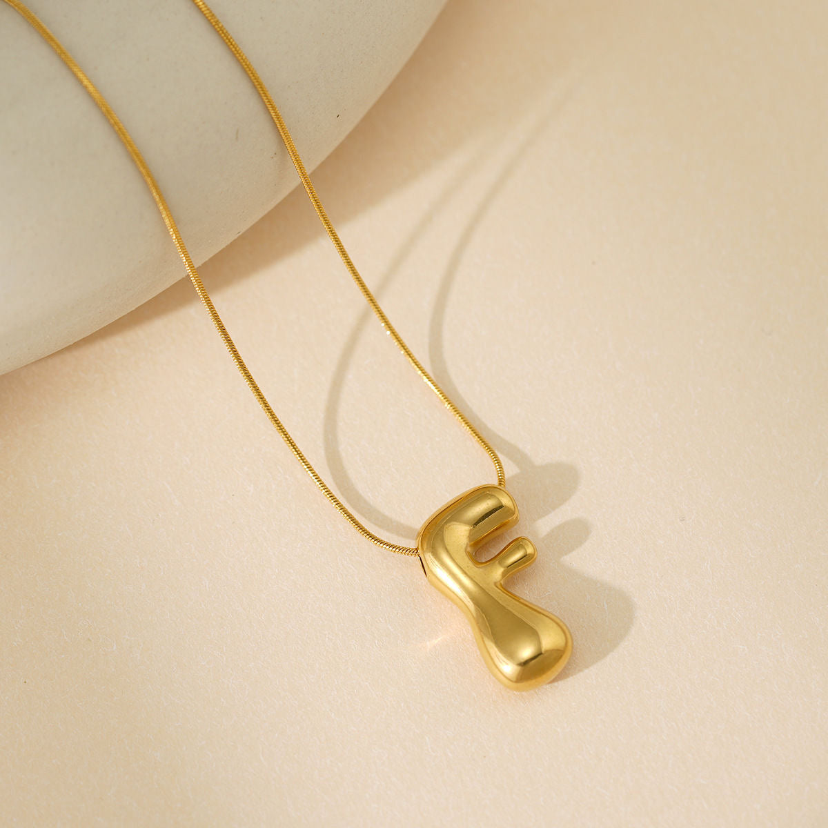 A-Z Bubble Letter Necklace 18K Gold Letter Pendant