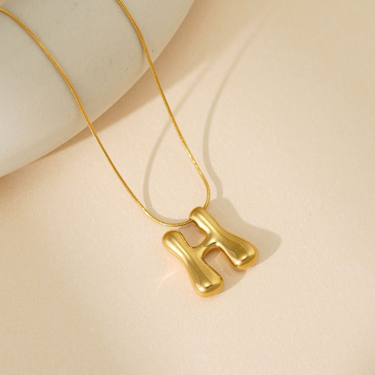 A-Z Bubble Letter Necklace 18K Gold Letter Pendant
