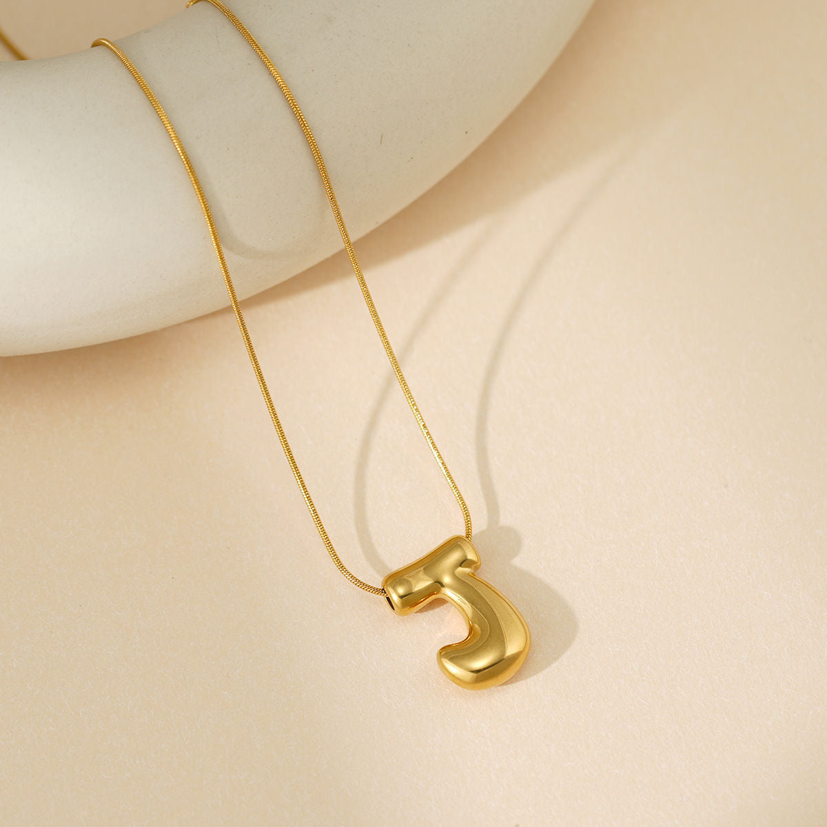 A-Z Bubble Letter Necklace 18K Gold Letter Pendant