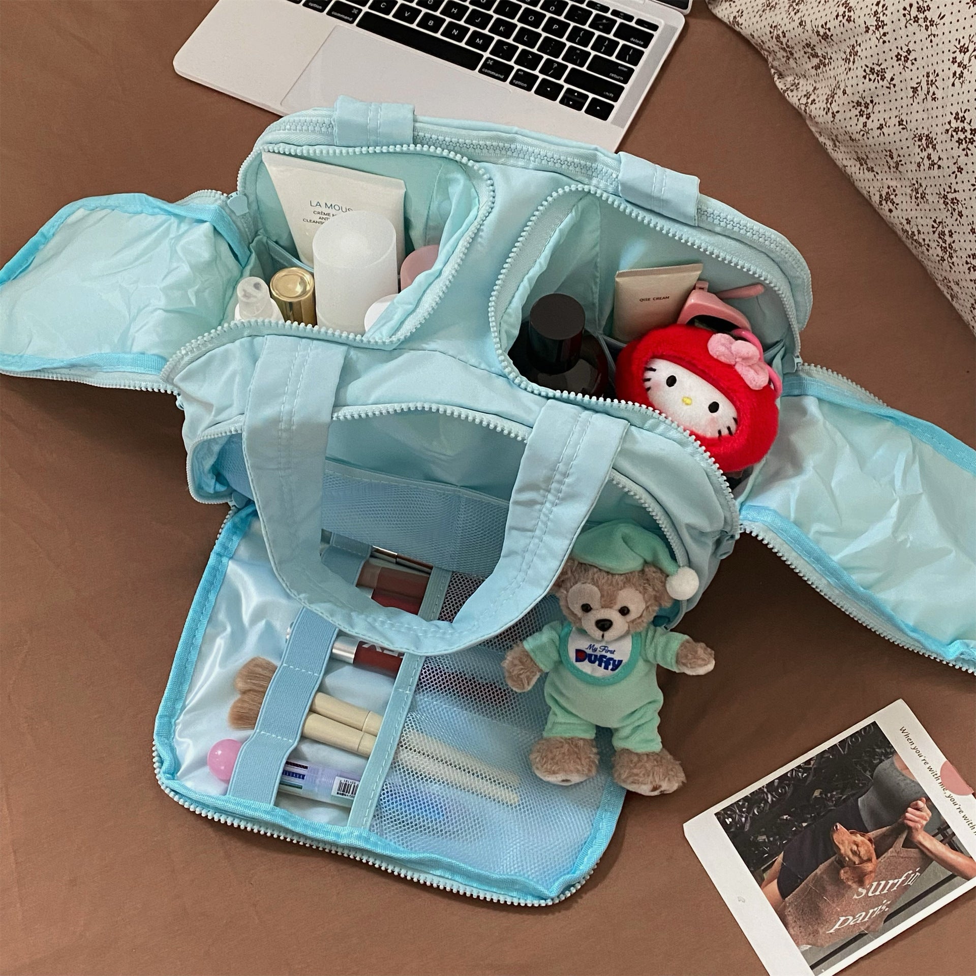 Portable multifunctional cosmetic bag, toiletry bag, travel bag