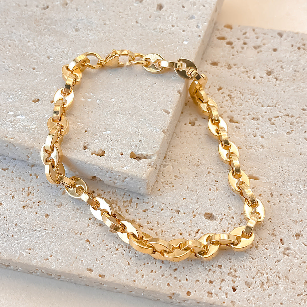 "Fortune Beans" 14K gold-plated couple bracelet for both men and women