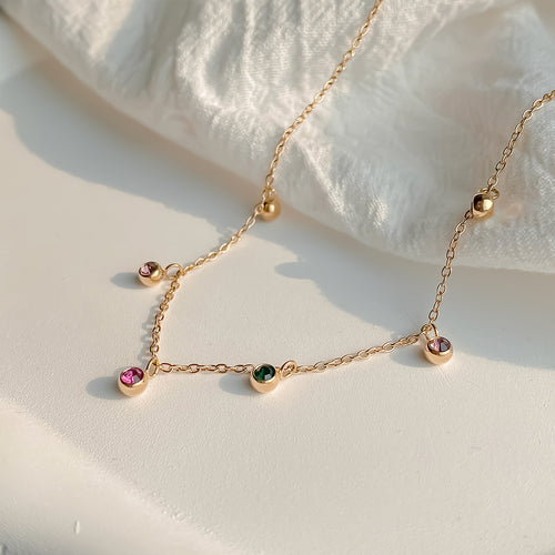 "Colored Water Drops" 14K Gold-plated Necklace