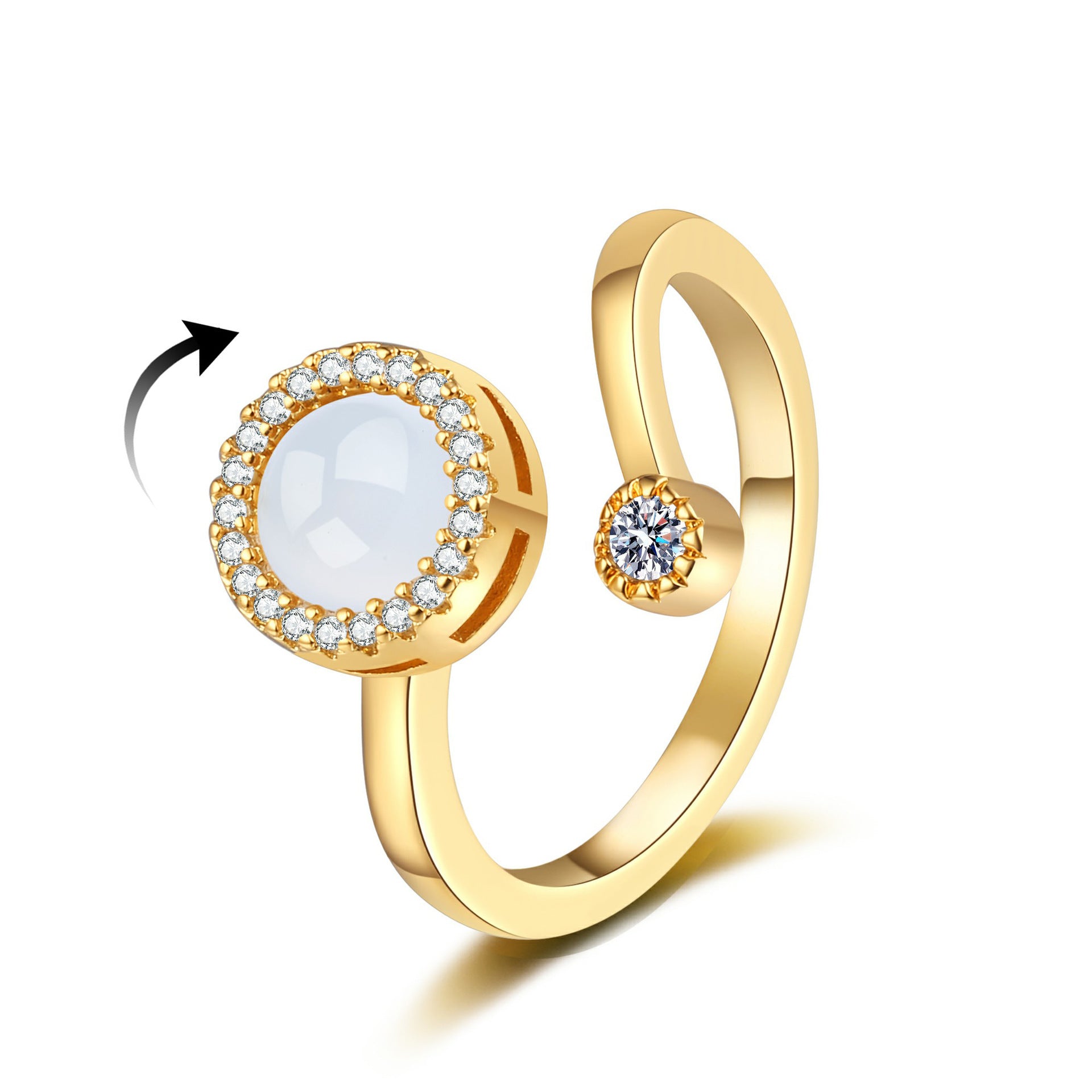 "Anxiety Ring" sterling silver + 18K gold set