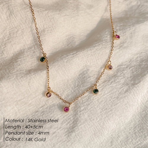 "Colored Water Drops" 14K Gold-plated Necklace