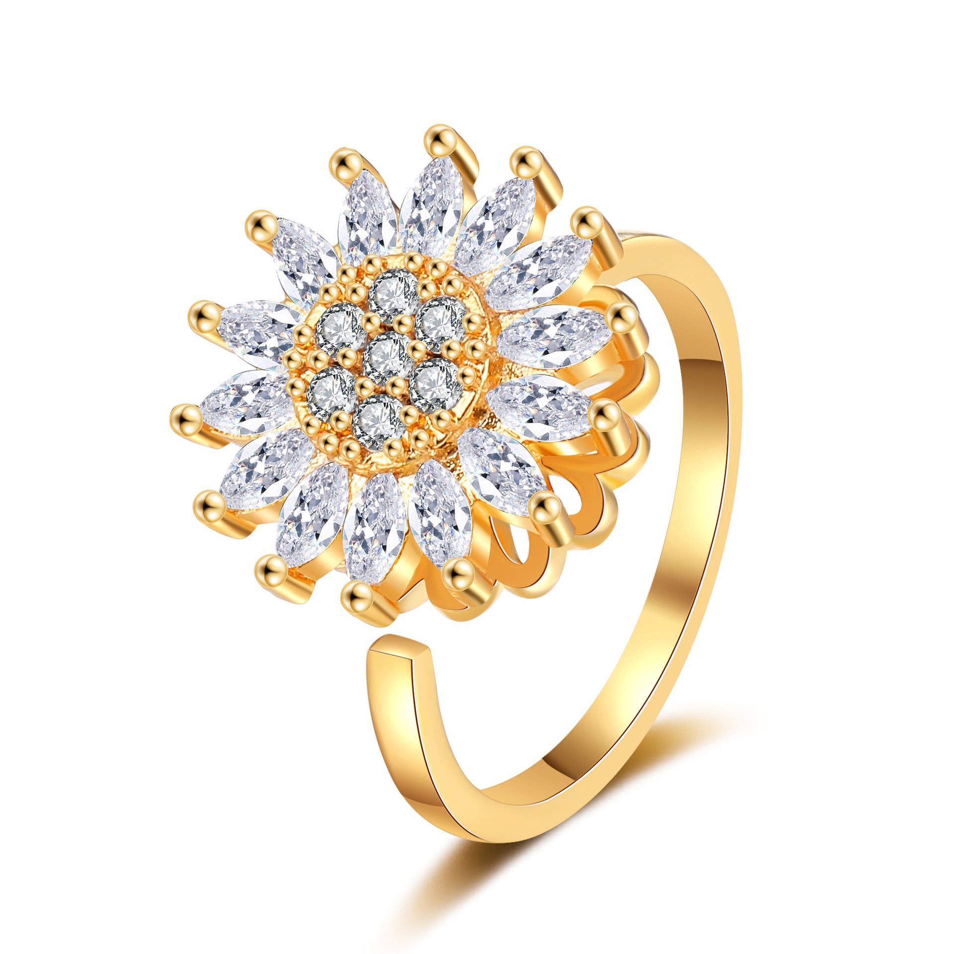 "Anxiety Ring" sterling silver + 18K gold set