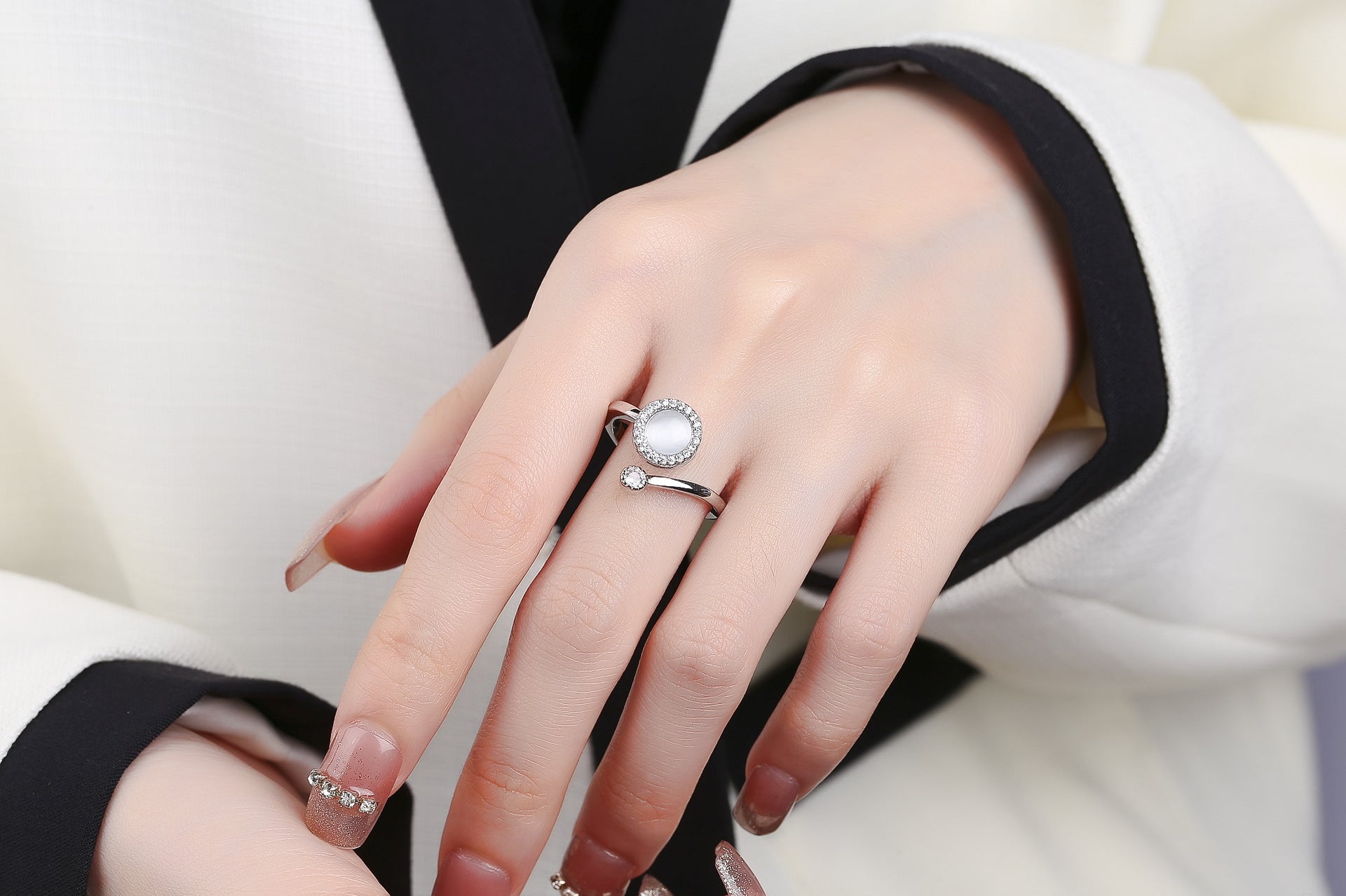 "Anxiety Ring" sterling silver + 18K gold set