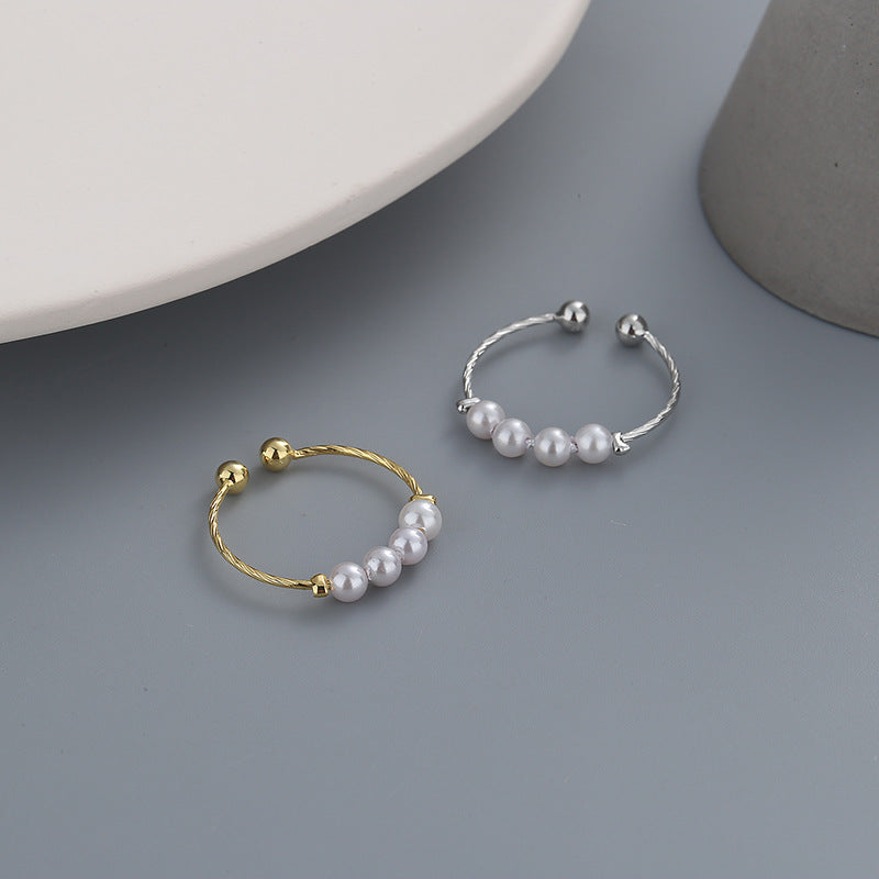 "Anxiety Ring" sterling silver + 18K gold set