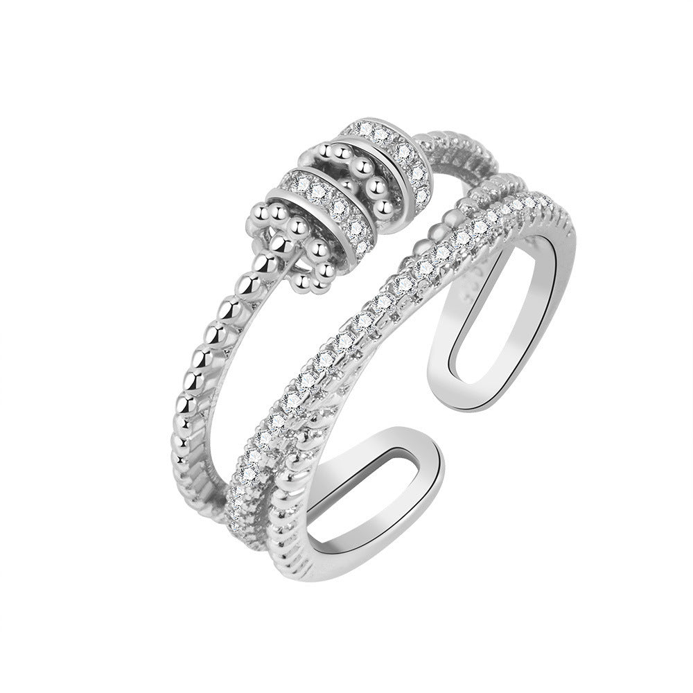 "Anxiety Ring" sterling silver + 18K gold set