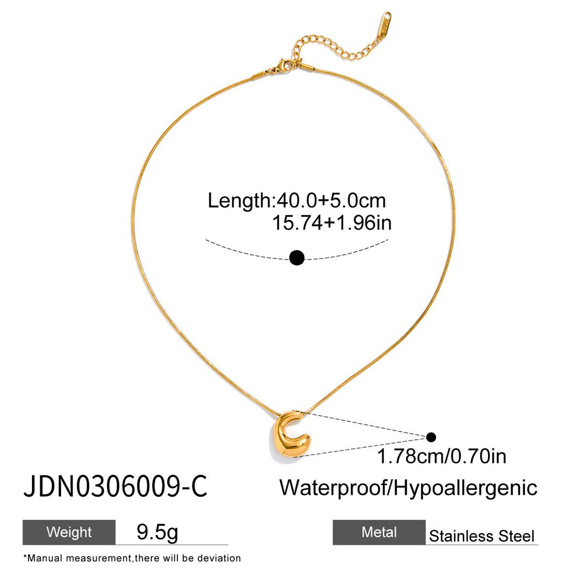 A-Z Bubble Letter Necklace 18K Gold Letter Pendant