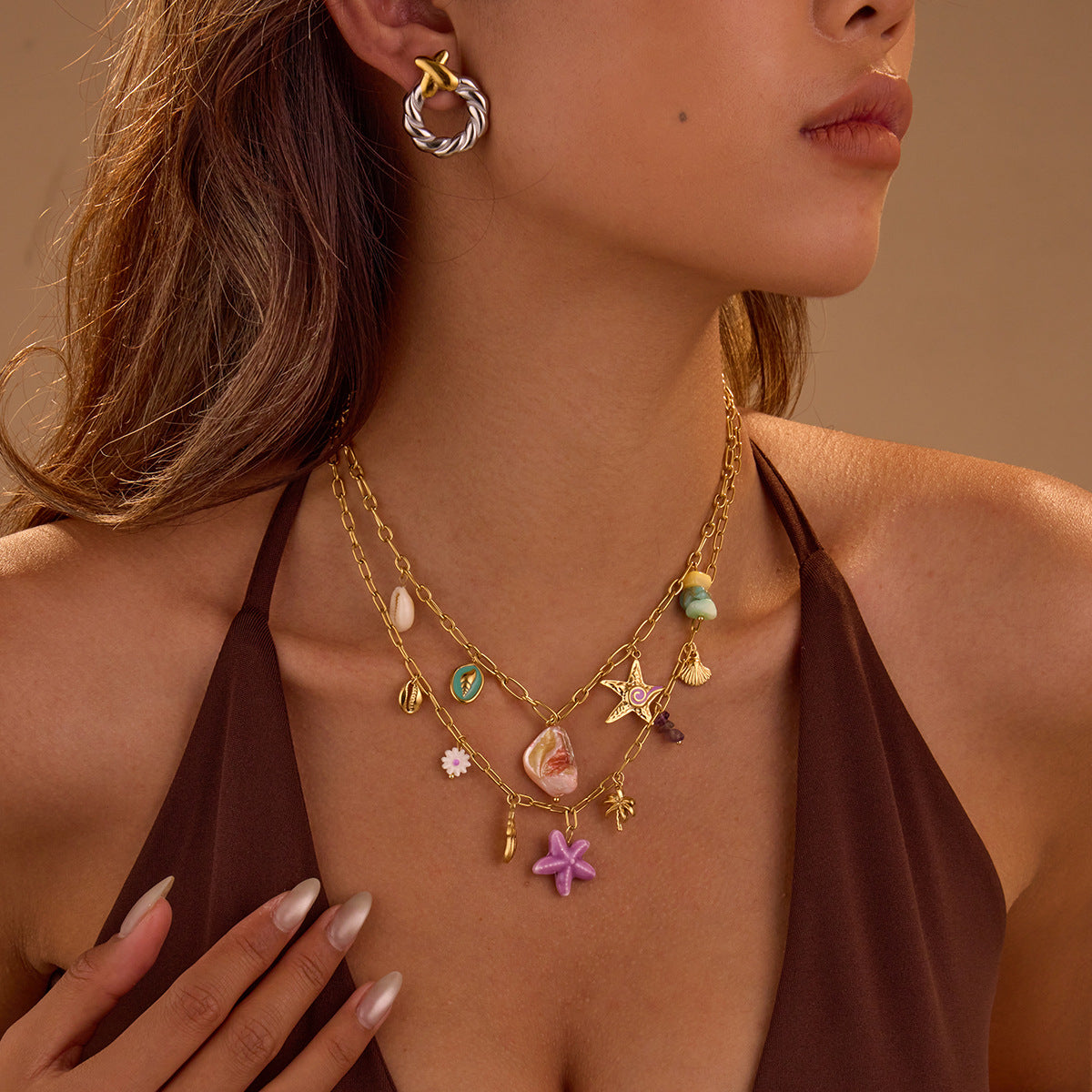 Shell Natural Stone Pendant Necklace Bracelets