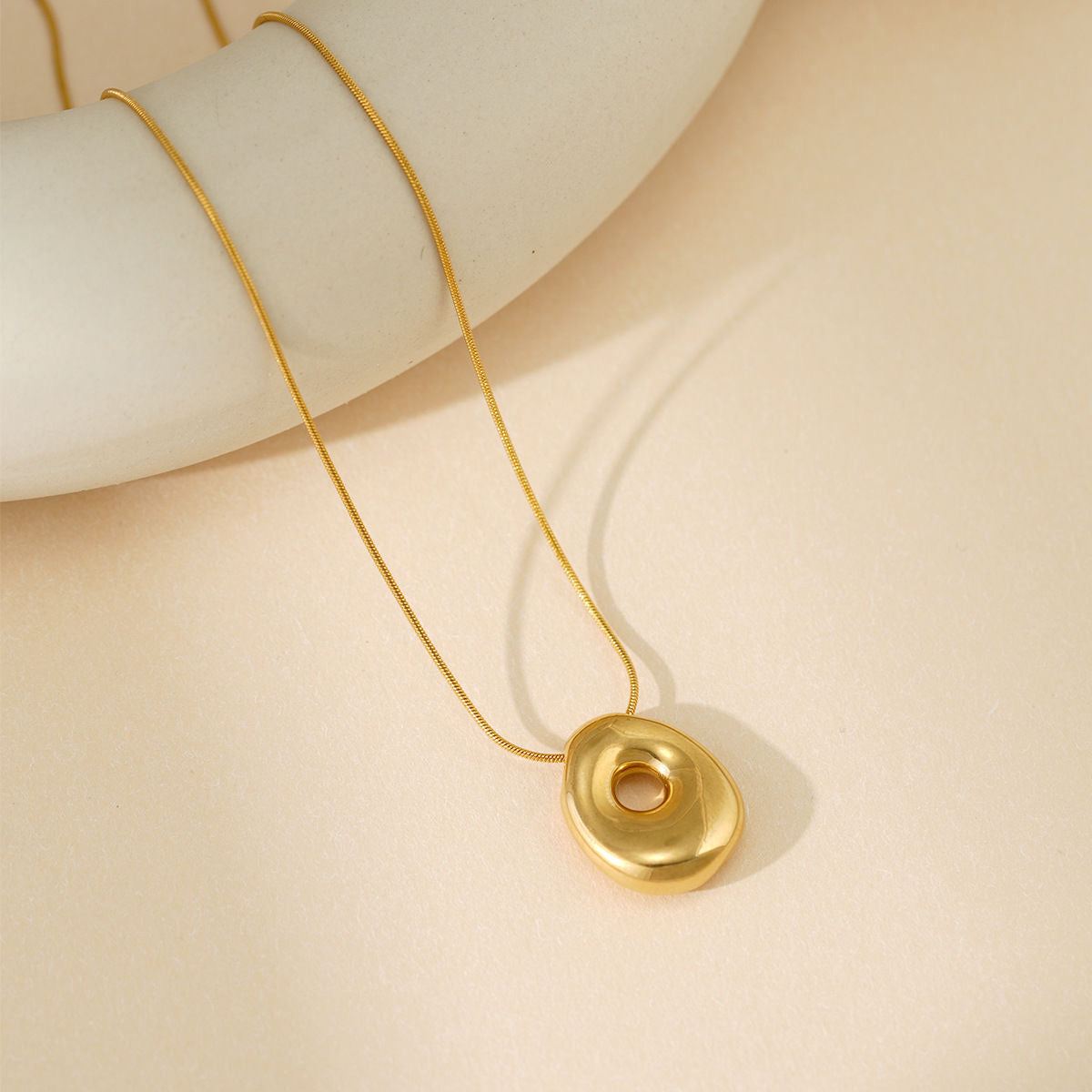 A-Z Bubble Letter Necklace 18K Gold Letter Pendant