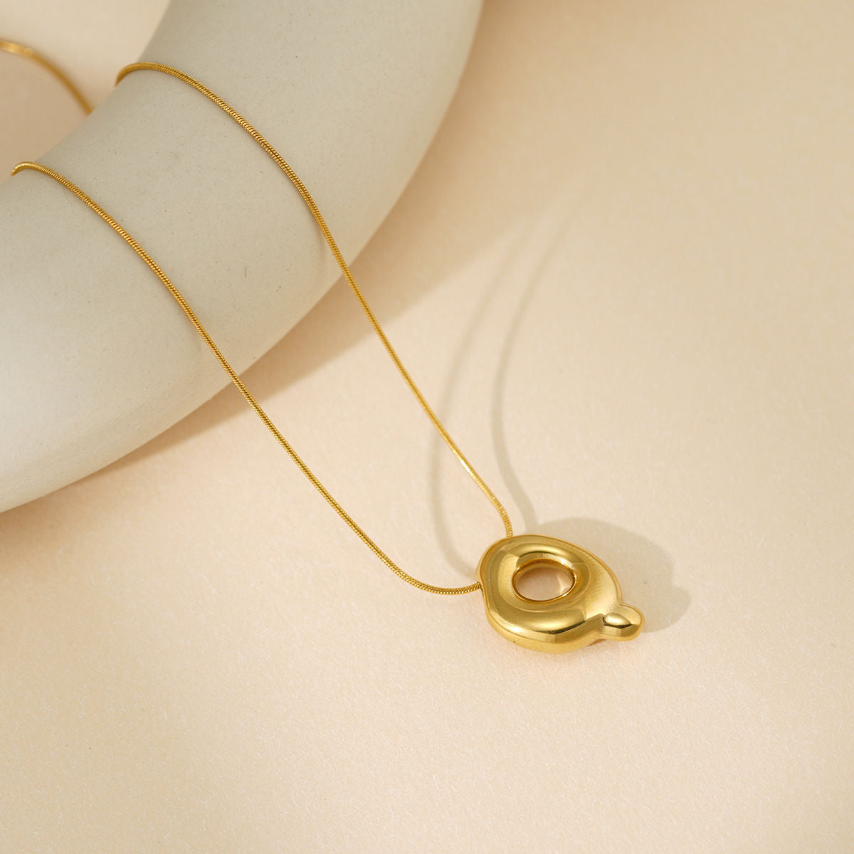 A-Z Bubble Letter Necklace 18K Gold Letter Pendant