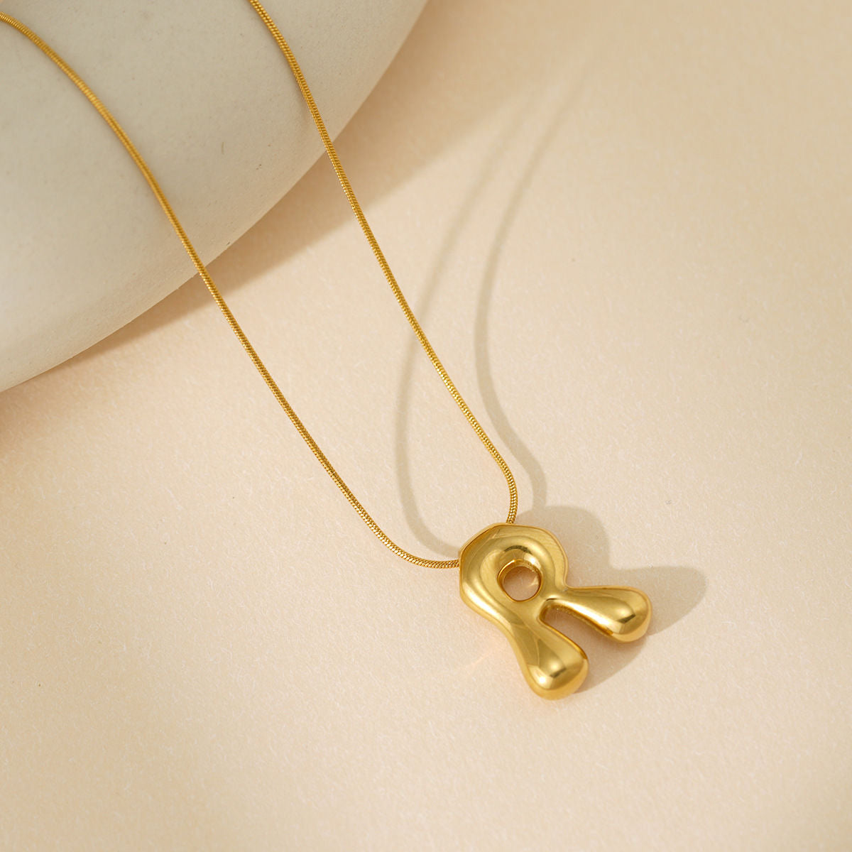 A-Z Bubble Letter Necklace 18K Gold Letter Pendant