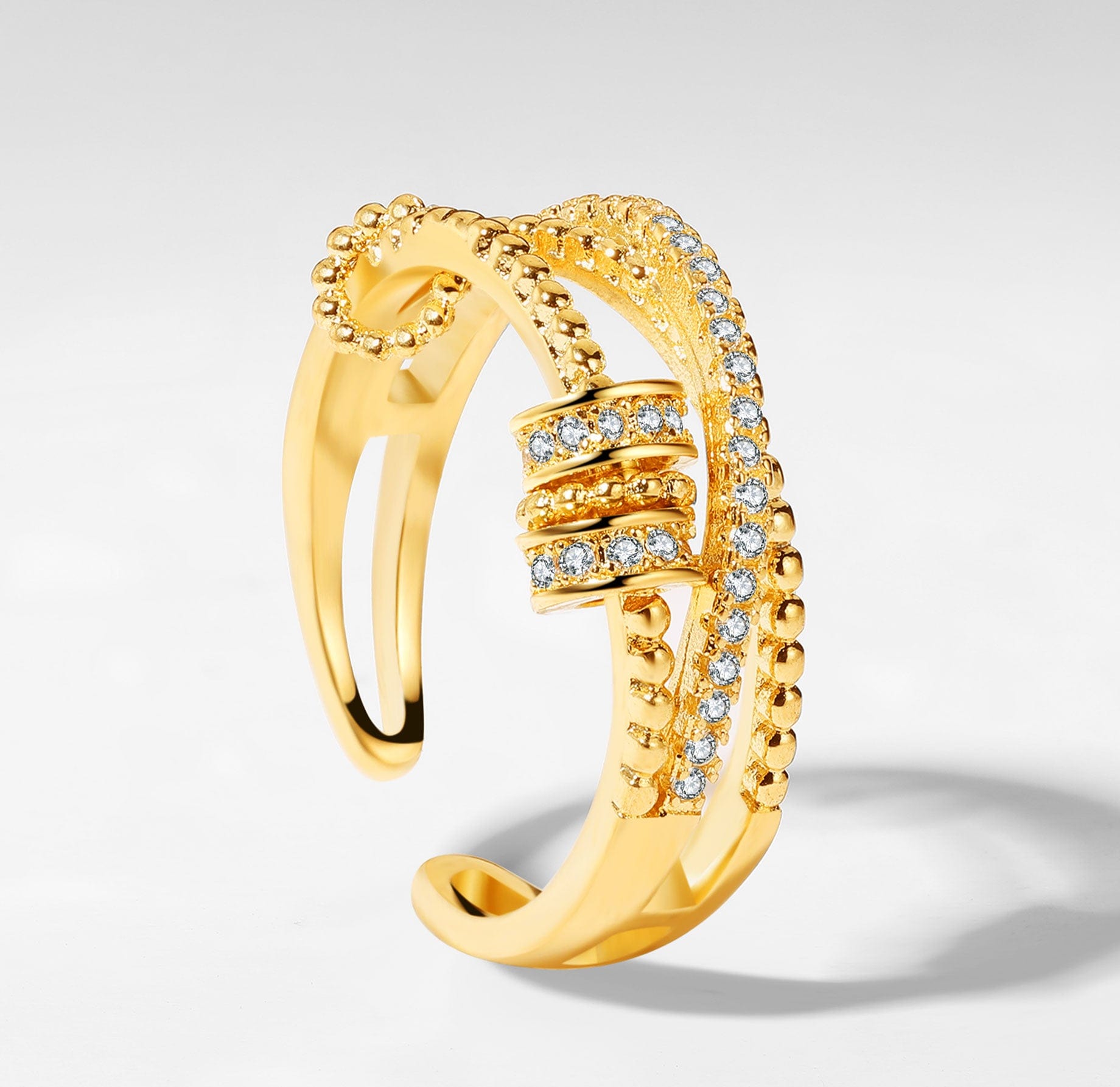 "Anxiety Ring" sterling silver + 18K gold set