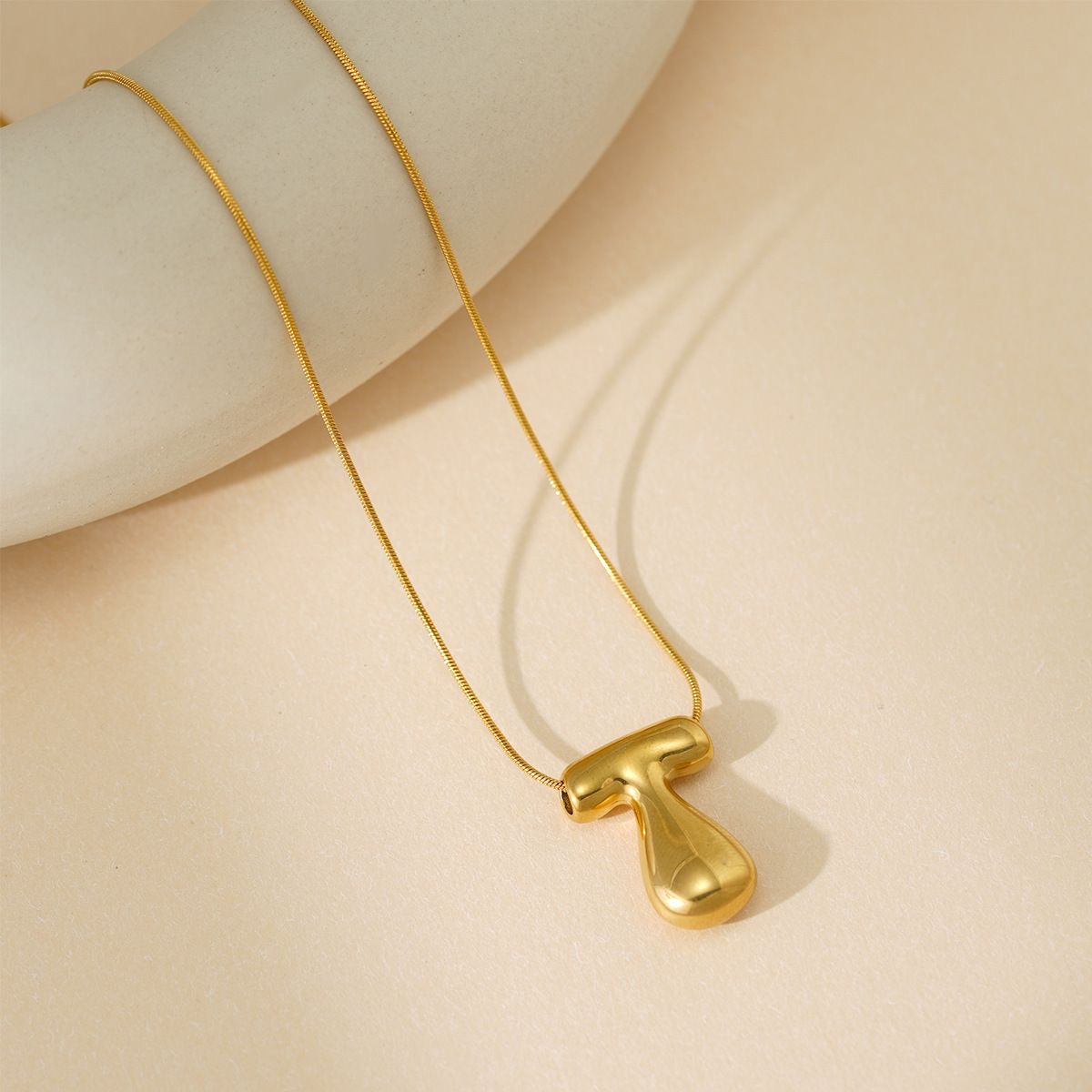 A-Z Bubble Letter Necklace 18K Gold Letter Pendant