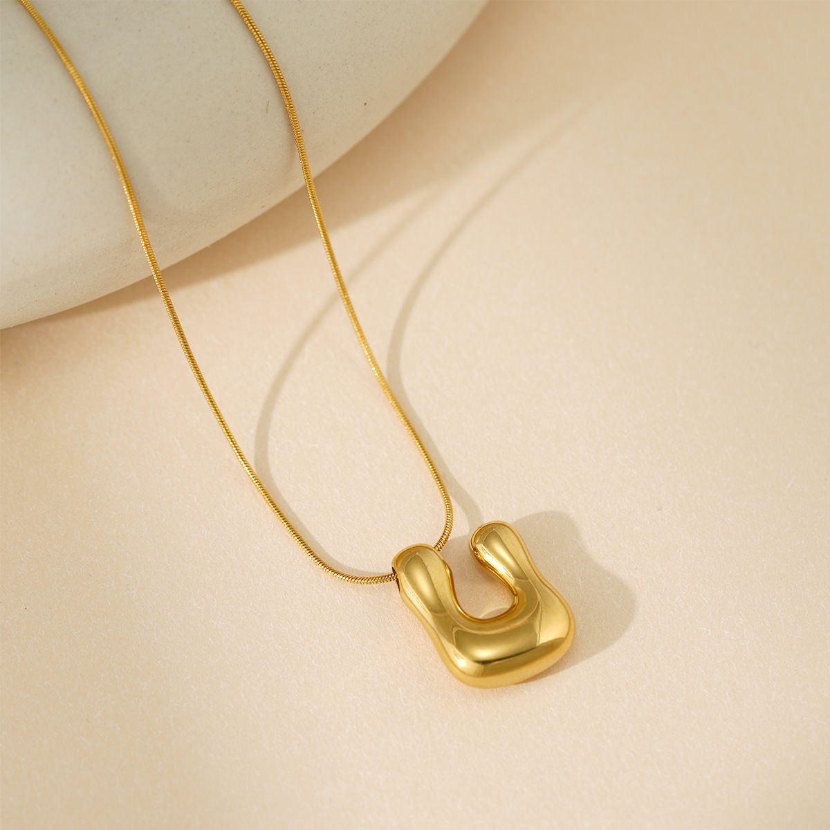 A-Z Bubble Letter Necklace 18K Gold Letter Pendant