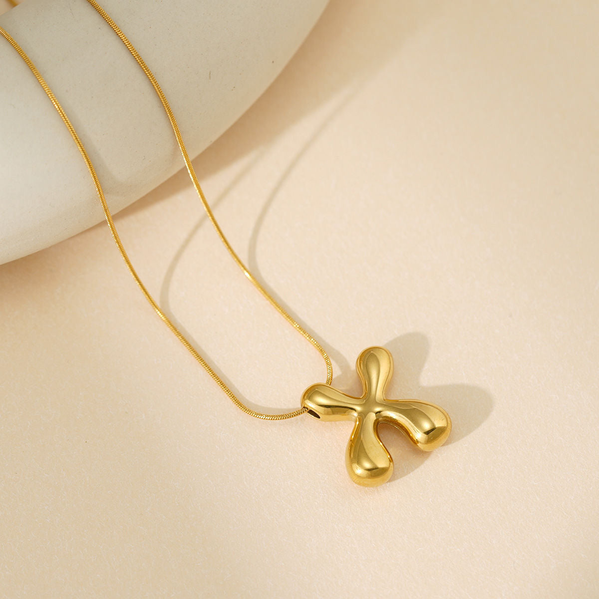A-Z Bubble Letter Necklace 18K Gold Letter Pendant