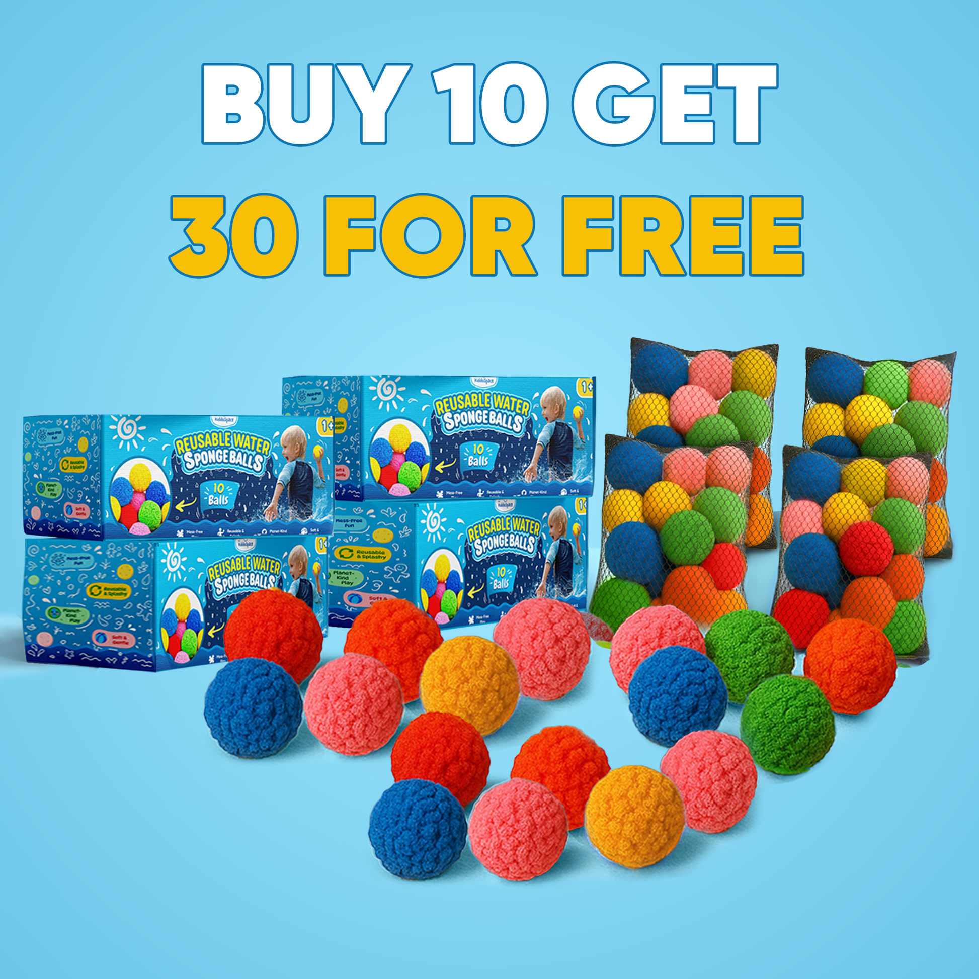Kids Outdoor Pool Toys Reusable Sponge Water Ball (Buy 10 Get 30 Free)