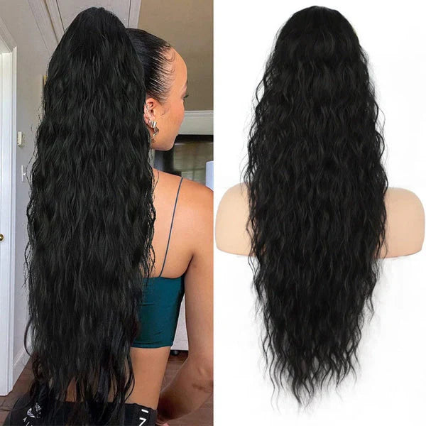 💜 LAST DAY PROMOTION - 50%OFF💜Curly Wavy Frizzy Hair Extension with Ponytail Seamless wig(Free shipping）