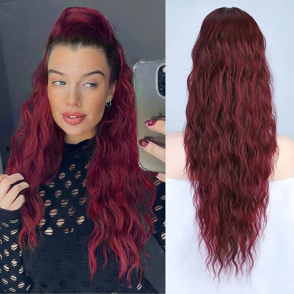💜 LAST DAY PROMOTION - 50%OFF💜Curly Wavy Frizzy Hair Extension with Ponytail Seamless wig(Free shipping）