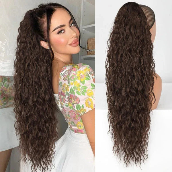💜 LAST DAY PROMOTION - 50%OFF💜Curly Wavy Frizzy Hair Extension with Ponytail Seamless wig(Free shipping）