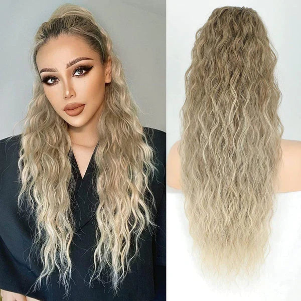 💜 LAST DAY PROMOTION - 50%OFF💜Curly Wavy Frizzy Hair Extension with Ponytail Seamless wig(Free shipping）