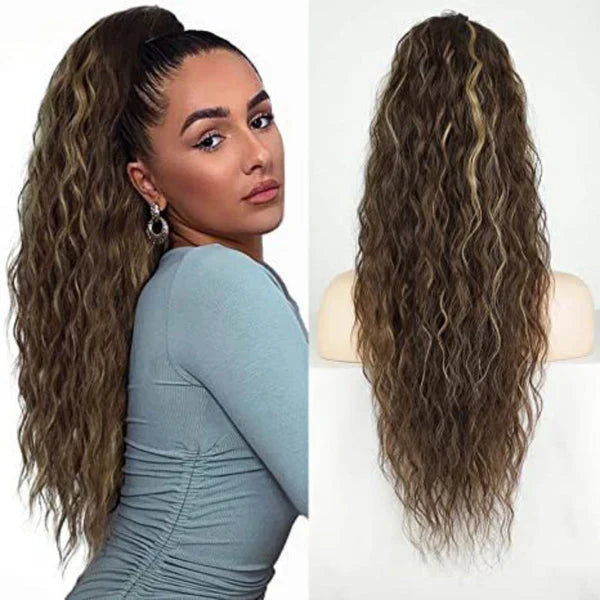 💜 LAST DAY PROMOTION - 50%OFF💜Curly Wavy Frizzy Hair Extension with Ponytail Seamless wig(Free shipping）