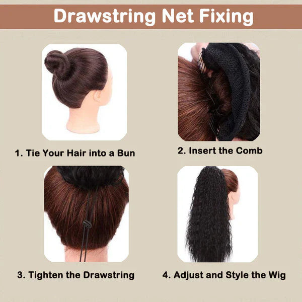 💜 LAST DAY PROMOTION - 50%OFF💜Curly Wavy Frizzy Hair Extension with Ponytail Seamless wig(Free shipping）