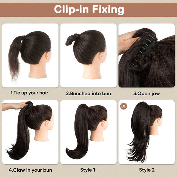 💜 LAST DAY PROMOTION - 50%OFF💜Curly Wavy Frizzy Hair Extension with Ponytail Seamless wig(Free shipping）