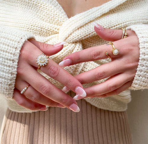 "Anxiety Ring" sterling silver + 18K gold set