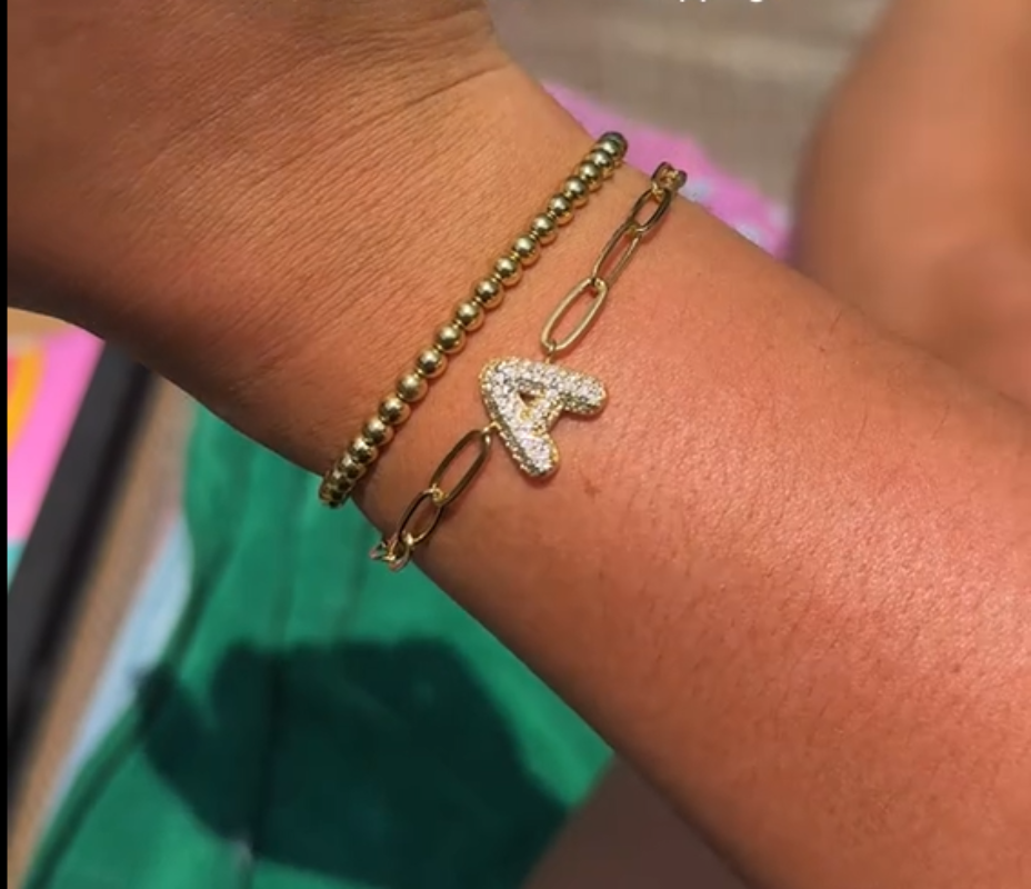 A-Z Adjustable Bubble Letter Bracelet 2-Pack (Free shipping）